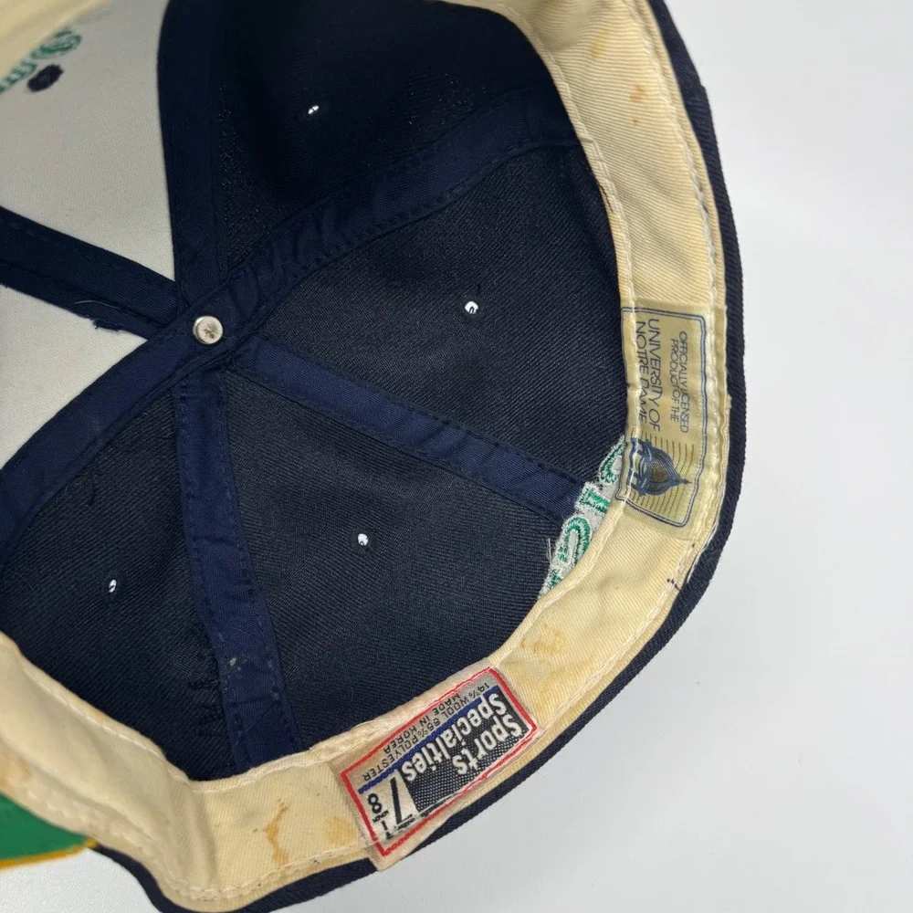Vintage Sports Specialties Notre Dame Fighting Irish Hat Fitted‎ 7 1/8 Navy Gold
